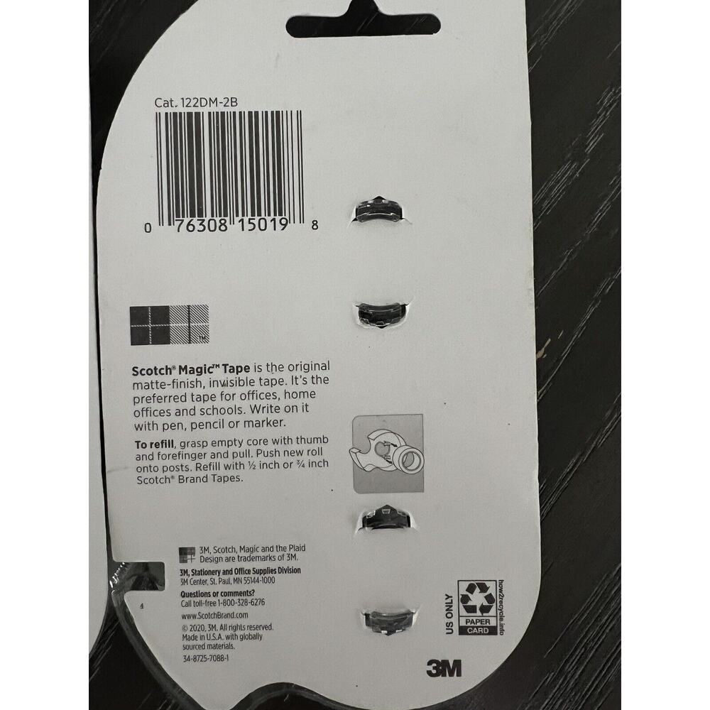 Scotch 3M Magic Tape Multipurpose Matte Finish 3/4" x 675" ea - 8 Rolls Total - Picture 4 of 4